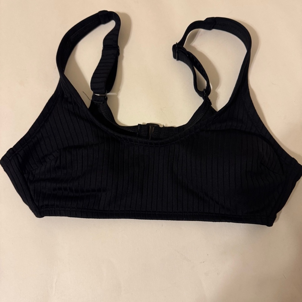 Kona Sol Black Bathing Suit Top with Ribbed Fabric